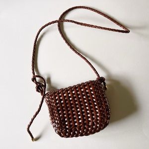 Vintage Cole Haan Leather Woven Shoulder Bag
